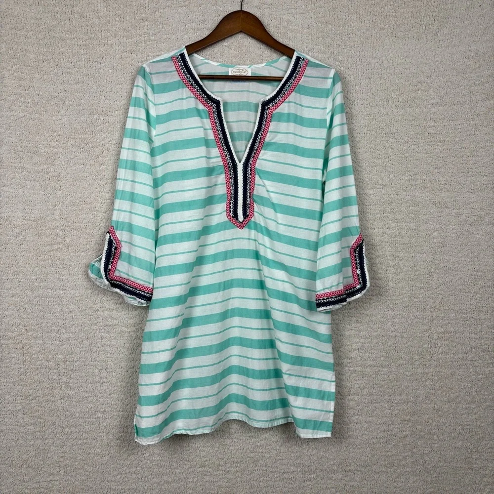 Mud‎ Pie Swim Cover Up Womens Lg Mint Green White Atlantis Paradise Island Colab